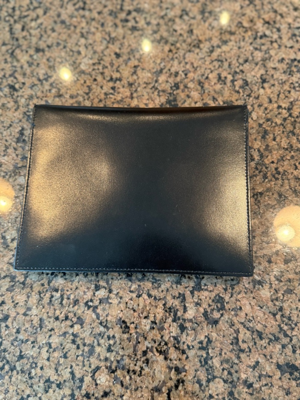 Saint Laurent Black Leather Envelope Clutch with Gold YSL Logo - Picture 5 of 8